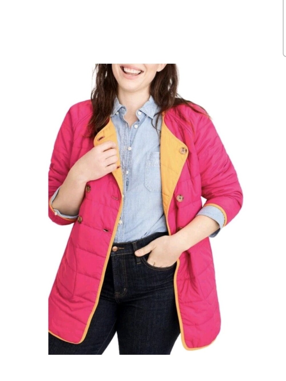 J.Crew Quilted Pink Reversible Coat Sz.S-M